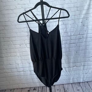 Express Black Strappy Bodysuit Size Medium